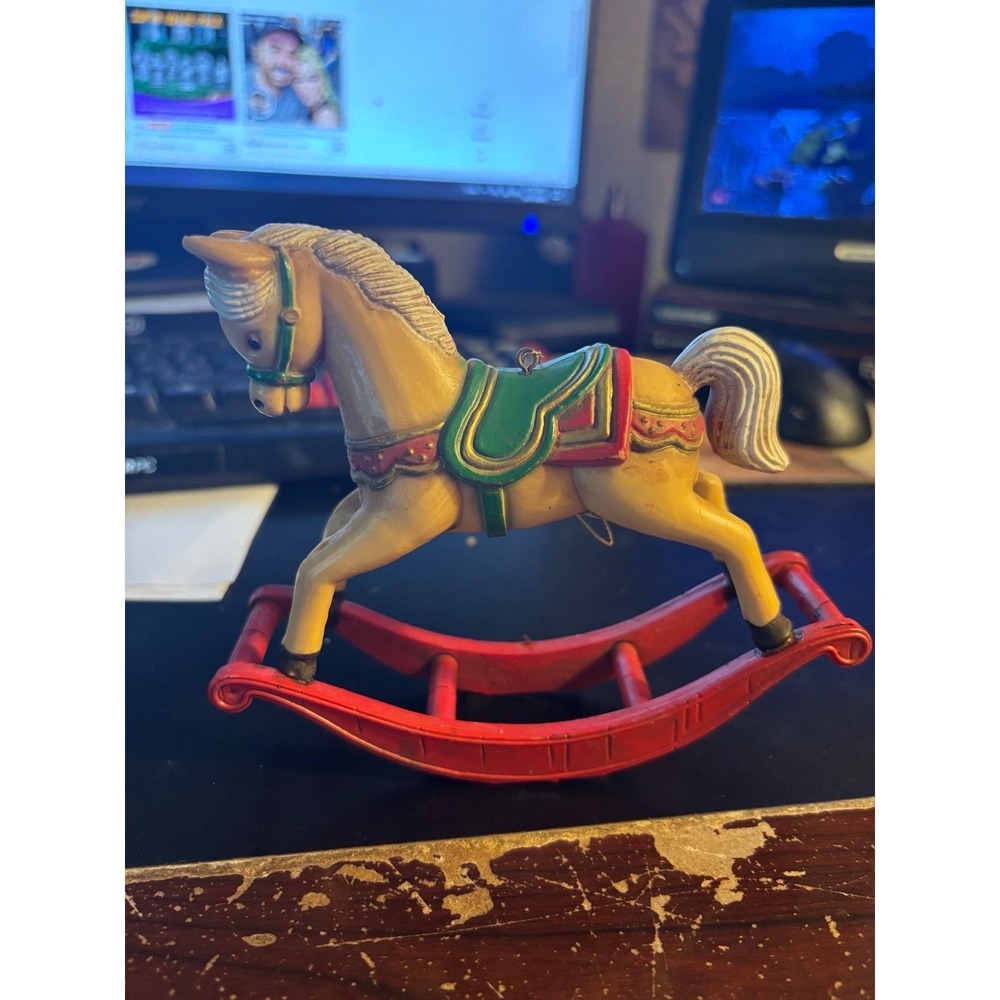 Vintage Antique Style Plastic Christmas Rocking Horse 5"
